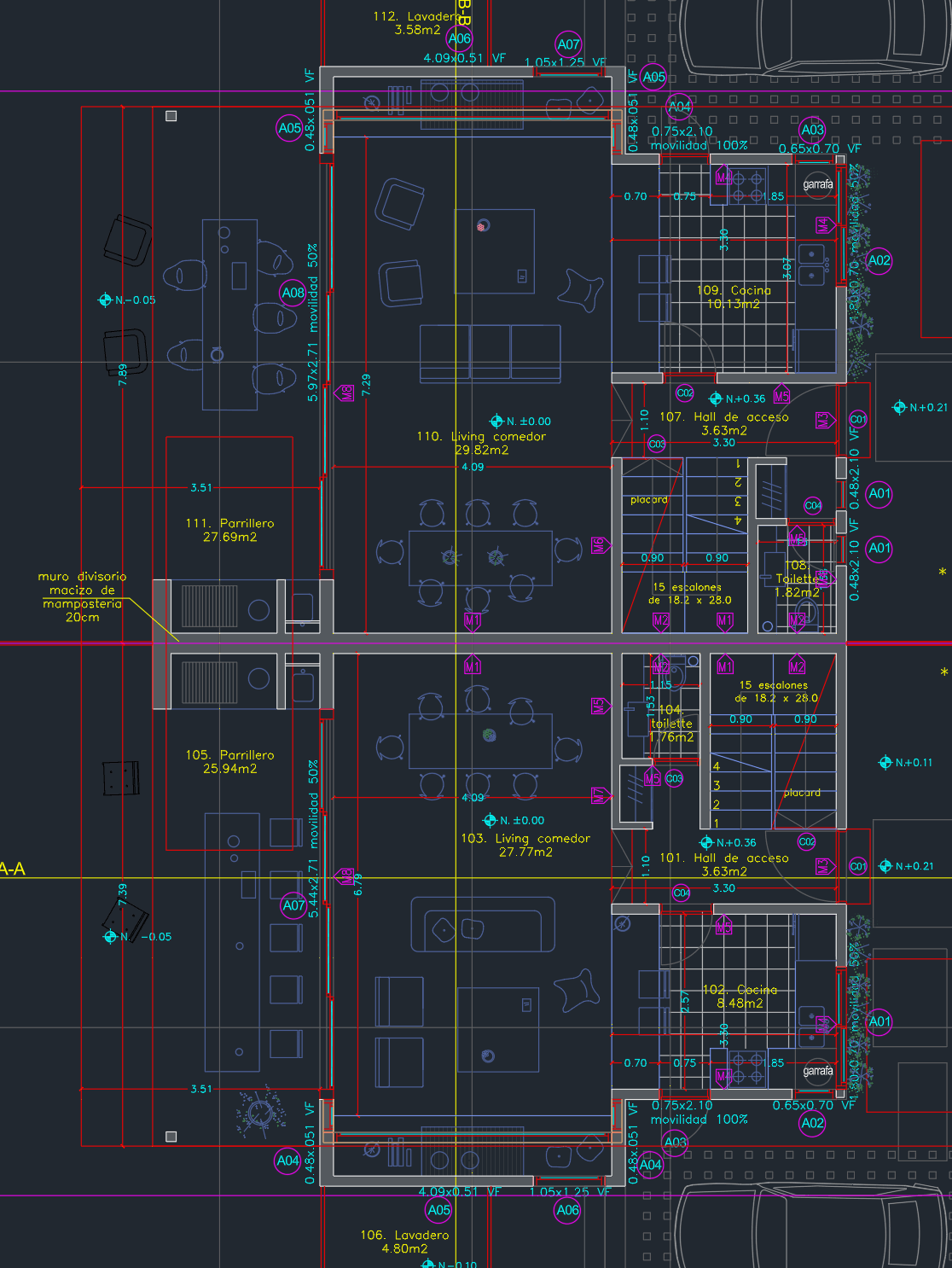 A crooked, low-quality scanned floorplan cluttered with furniture symbols, dimension lines, and a title block, traced into correct walls and rooms.